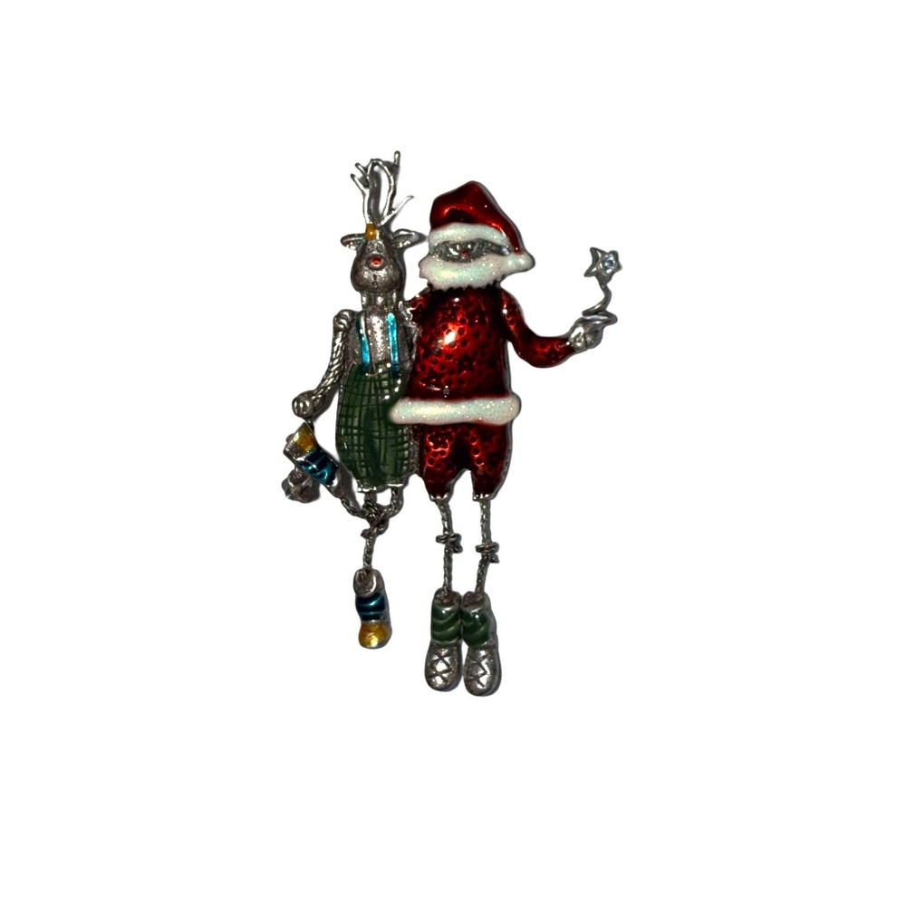TC Tanya Creations Santa Reindeer Pin Jewelry Christmas Rudolph Brooch